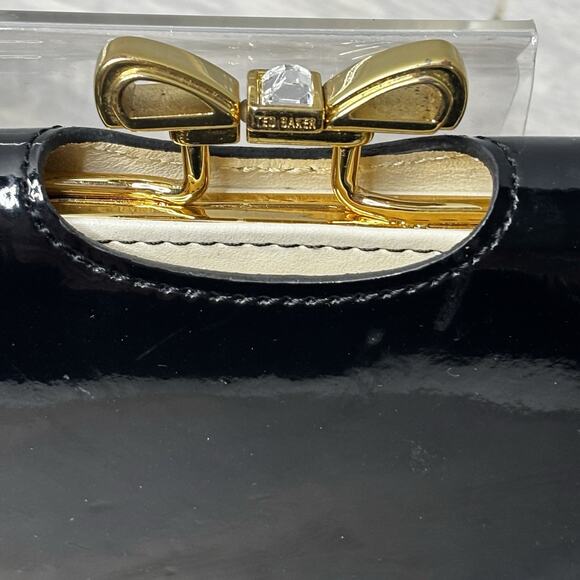 Black Patent Leather Ted Baker Wallet Crystal Bow Bobble - Picture 3 of 12
